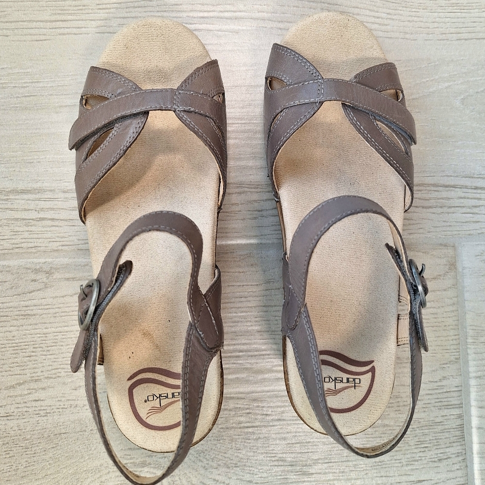 Dansko Season Sandal Taupe Leather Strappy Chunky Comfort Women's Size 38 - 8 - Picture 4 of 10